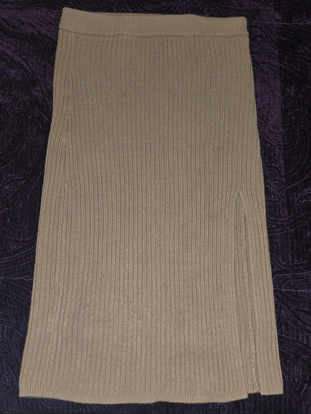 Hollister Ribbed Knit Midi Skirt in Light Brown